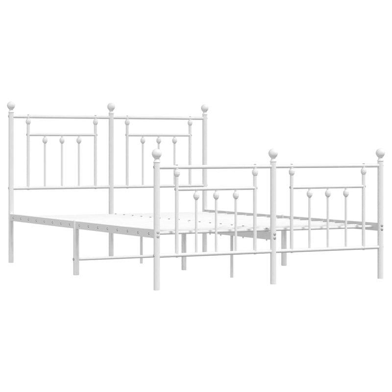 Metal Bed Frame without Mattress with Footboard White 150x200 cm