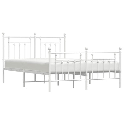 Metal Bed Frame without Mattress with Footboard White 150x200 cm