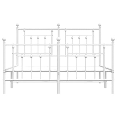 Metal Bed Frame without Mattress with Footboard White 150x200 cm