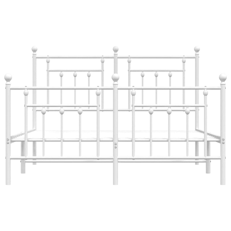 Metal Bed Frame without Mattress with Footboard White 150x200 cm