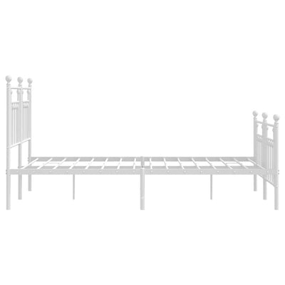 Metal Bed Frame without Mattress with Footboard White 150x200 cm