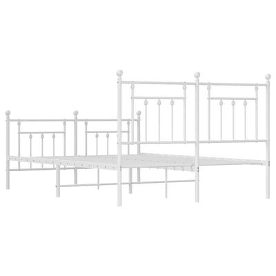 Metal Bed Frame without Mattress with Footboard White 150x200 cm