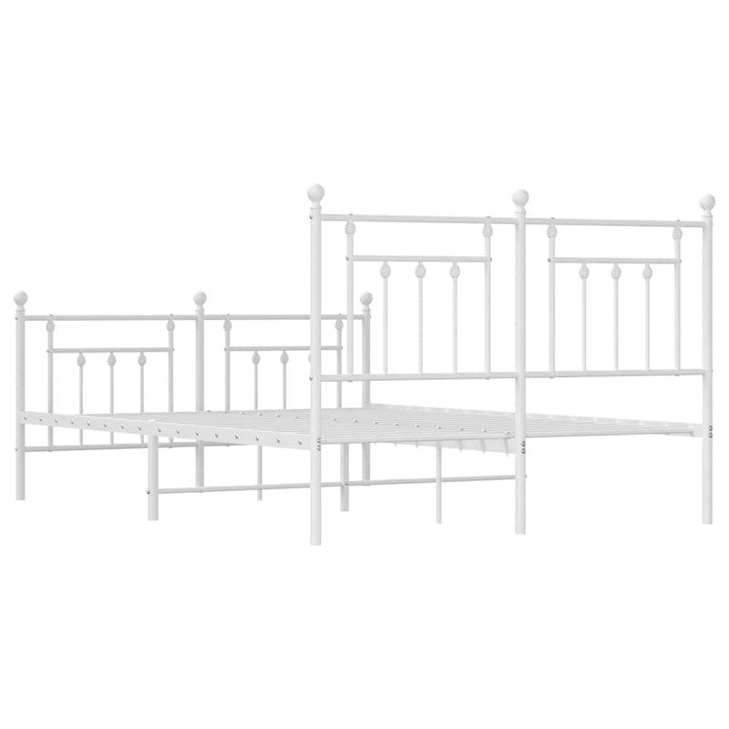 Metal Bed Frame without Mattress with Footboard White 150x200 cm