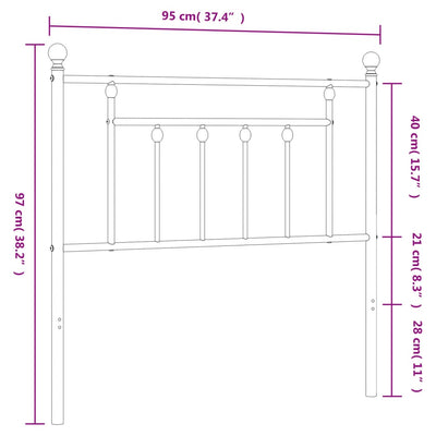 Metal Headboard White 90 cm