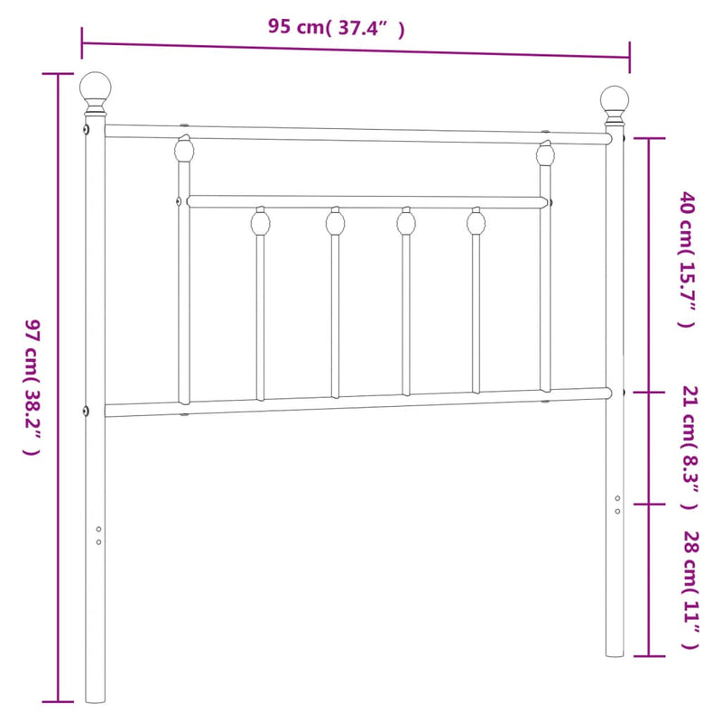 Metal Headboard White 90 cm