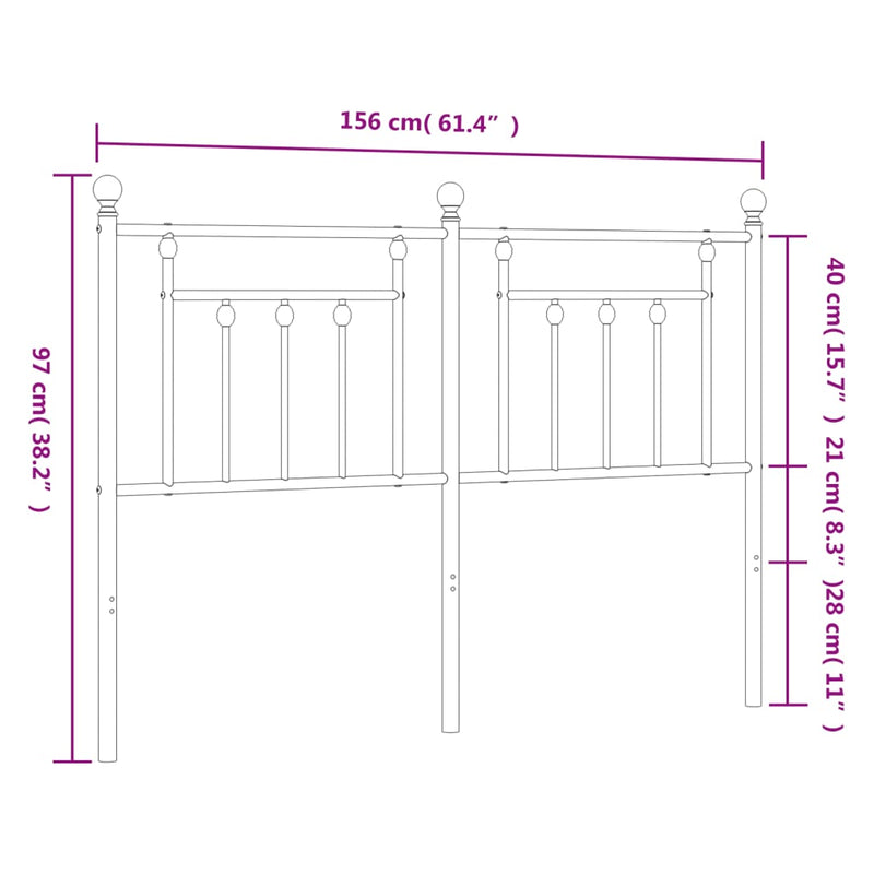 Metal Headboard White 152 cm Queen