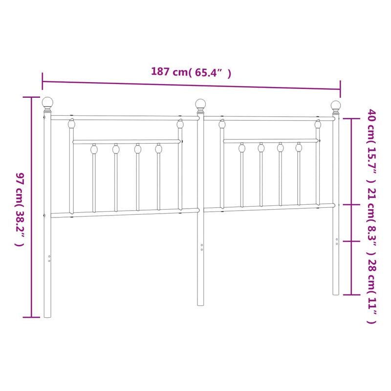Metal Headboard White 183 cm King
