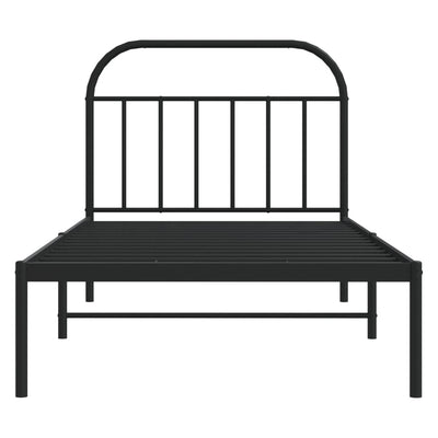 Metal Bed Frame without Mattress with Headboard Black 107x203 cm King Single