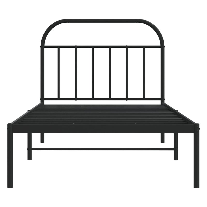 Metal Bed Frame without Mattress with Headboard Black 107x203 cm King Single