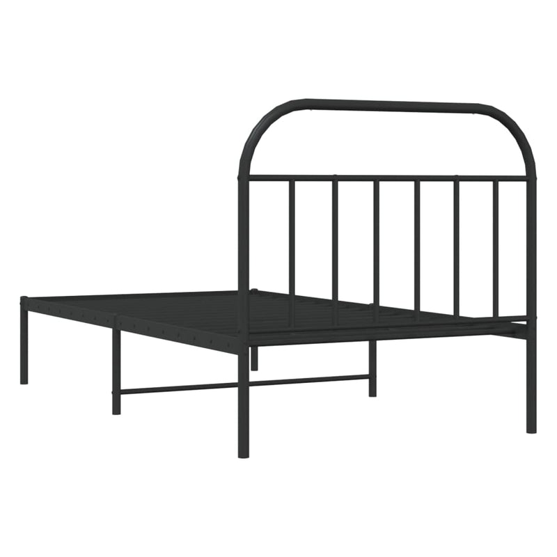 Metal Bed Frame without Mattress with Headboard Black 107x203 cm King Single