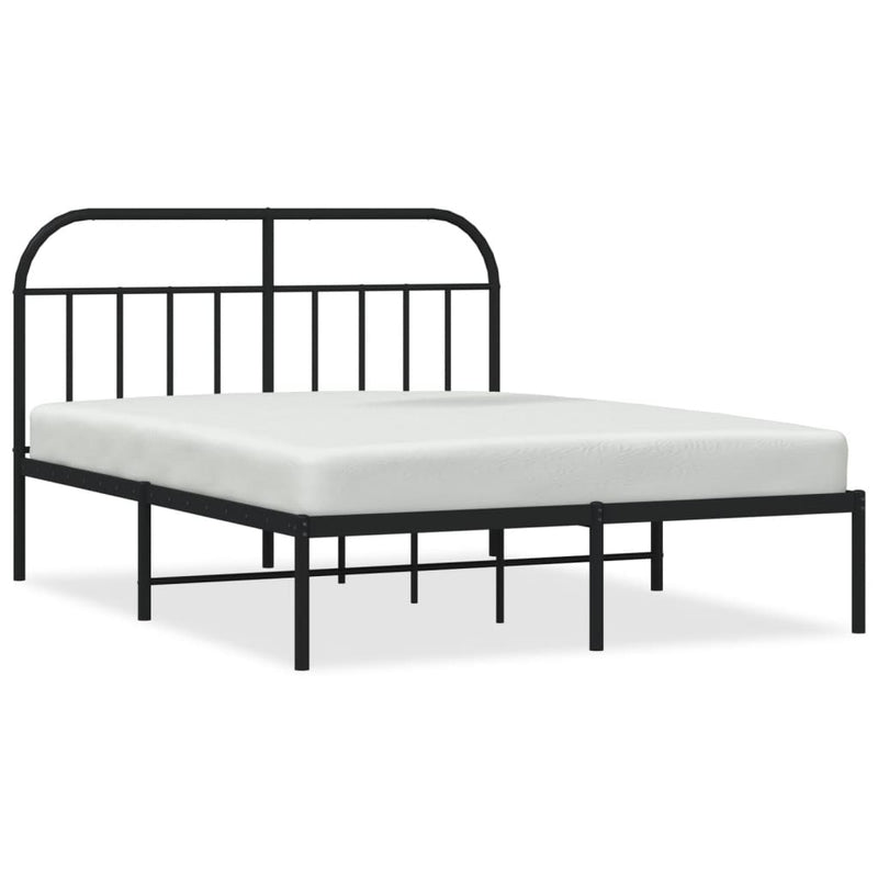 Metal Bed Frame without Mattress with Headboard Black 150x200 cm