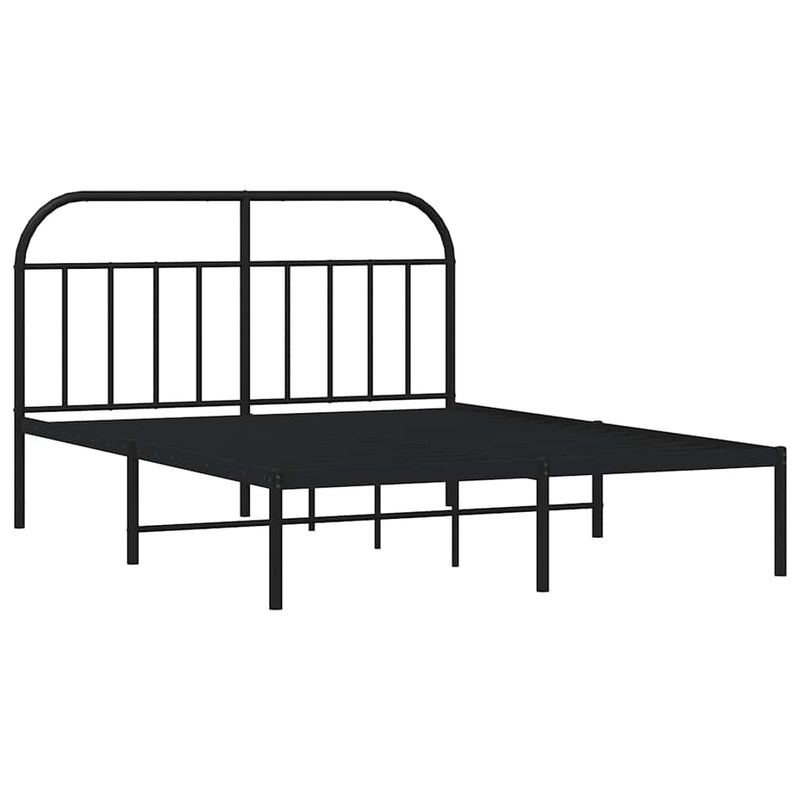 Metal Bed Frame without Mattress with Headboard Black 150x200 cm