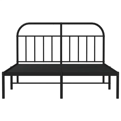 Metal Bed Frame without Mattress with Headboard Black 150x200 cm