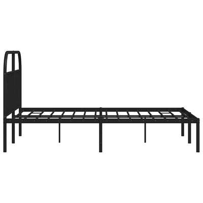 Metal Bed Frame without Mattress with Headboard Black 150x200 cm