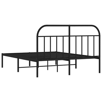 Metal Bed Frame without Mattress with Headboard Black 150x200 cm