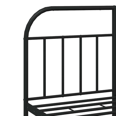 Metal Bed Frame without Mattress with Headboard Black 150x200 cm