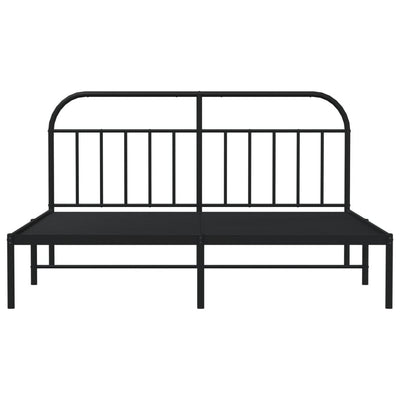 Metal Bed Frame without Mattress with Headboard Black 183x203 cm King