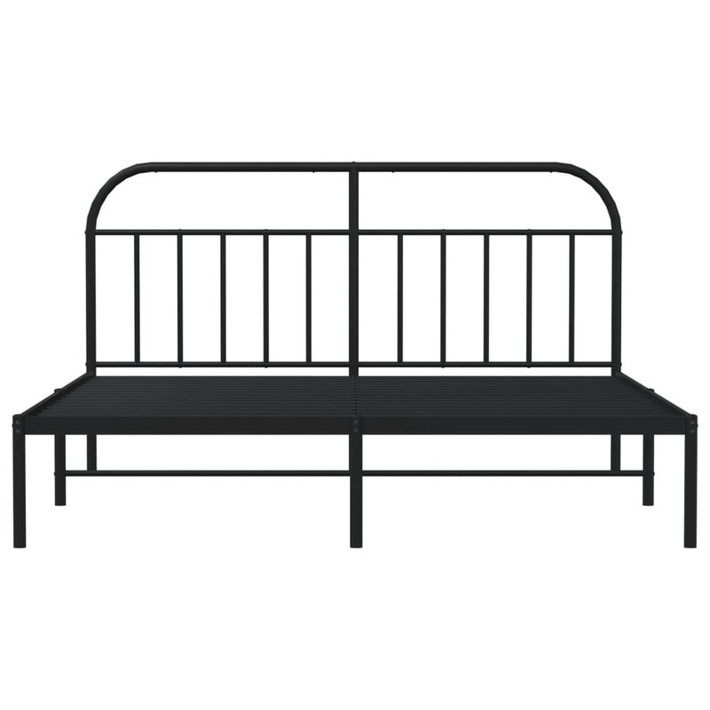 Metal Bed Frame without Mattress with Headboard Black 183x203 cm King