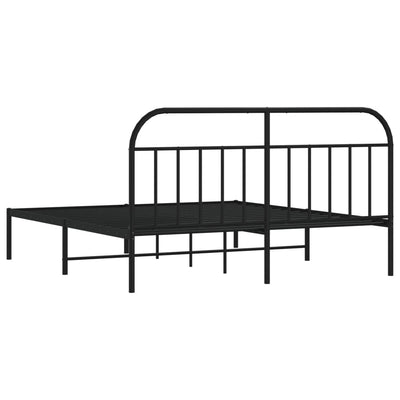 Metal Bed Frame without Mattress with Headboard Black 183x203 cm King