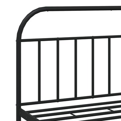 Metal Bed Frame without Mattress with Headboard Black 183x203 cm King