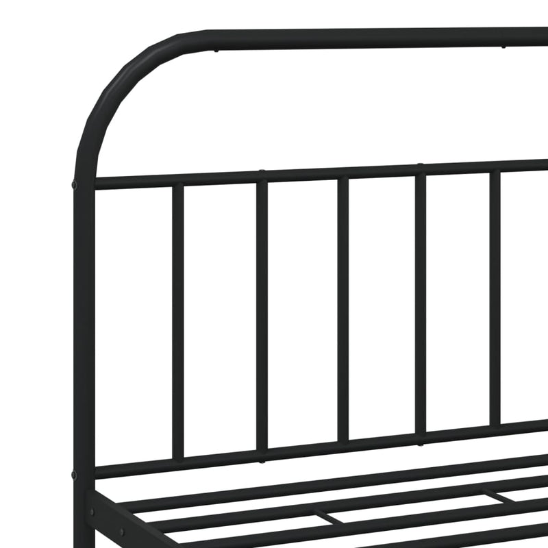 Metal Bed Frame without Mattress with Headboard Black 183x203 cm King