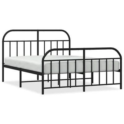 Metal Bed Frame without Mattress with Footboard Black 135x190 cm