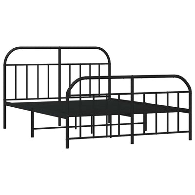 Metal Bed Frame without Mattress with Footboard Black 135x190 cm