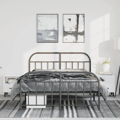 Metal Bed Frame without Mattress with Footboard Black 135x190 cm