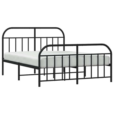 Metal Bed Frame without Mattress with Footboard Black 135x190 cm