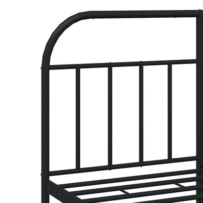 Metal Bed Frame without Mattress with Footboard Black 135x190 cm