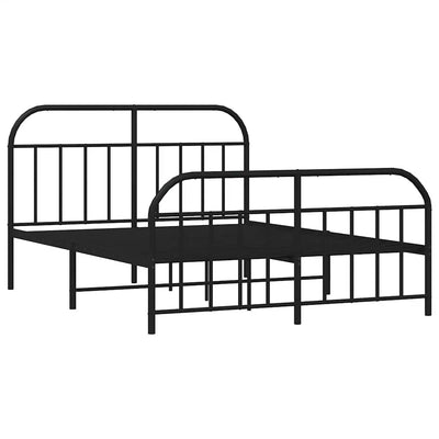 Metal Bed Frame without Mattress with Footboard Black 150x200 cm