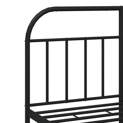 Metal Bed Frame without Mattress with Footboard Black 150x200 cm