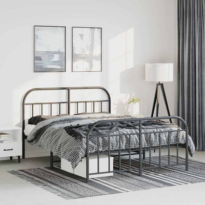 Metal Bed Frame without Mattress with Footboard Black 150x200 cm