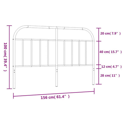 Metal Headboard Black 152 cm Queen