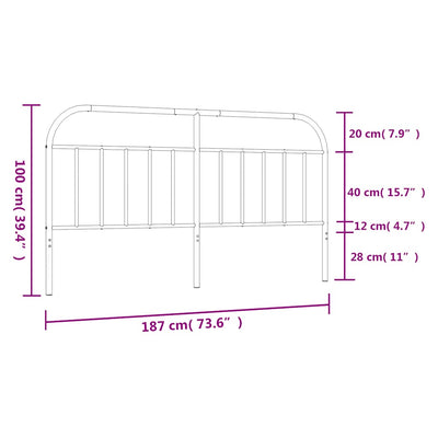 Metal Headboard Black 183 cm King