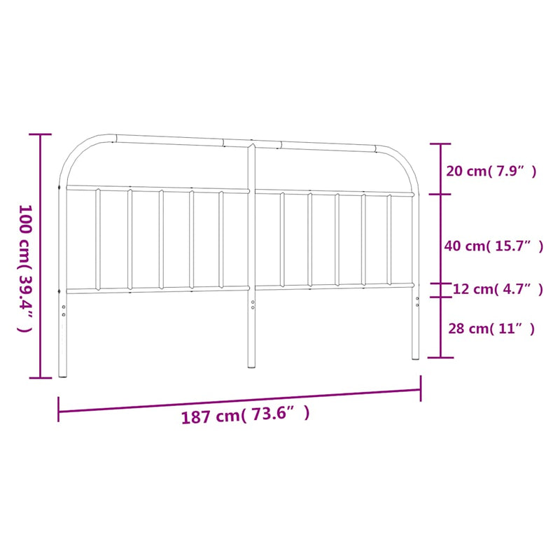 Metal Headboard Black 183 cm King