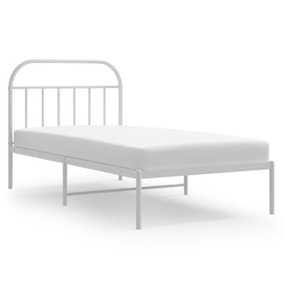 Metal Bed Frame without Mattress with Headboard White 107x203 cm King Single