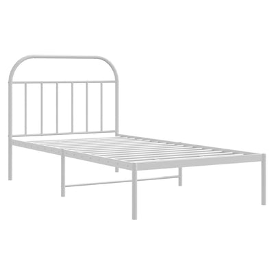 Metal Bed Frame without Mattress with Headboard White 107x203 cm King Single