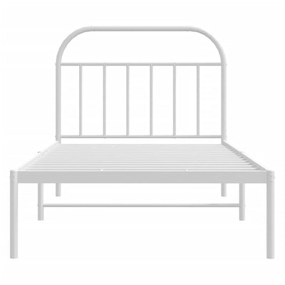 Metal Bed Frame without Mattress with Headboard White 107x203 cm King Single