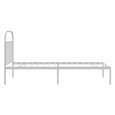 Metal Bed Frame without Mattress with Headboard White 107x203 cm King Single