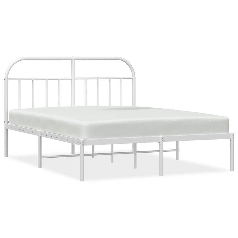 Metal Bed Frame without Mattress with Headboard White 150x200 cm