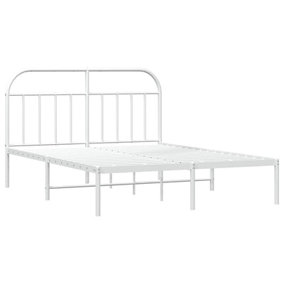 Metal Bed Frame without Mattress with Headboard White 150x200 cm