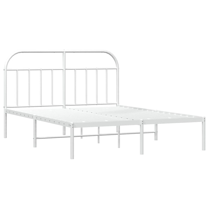 Metal Bed Frame without Mattress with Headboard White 150x200 cm