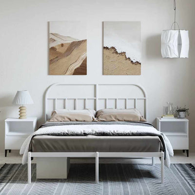 Metal Bed Frame without Mattress with Headboard White 150x200 cm