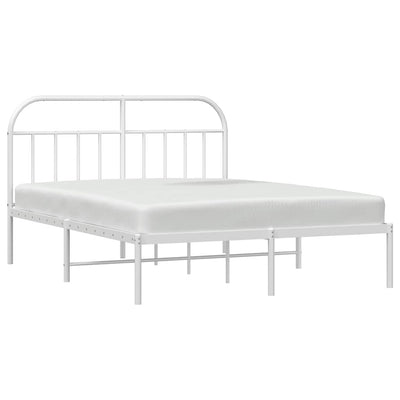 Metal Bed Frame without Mattress with Headboard White 150x200 cm