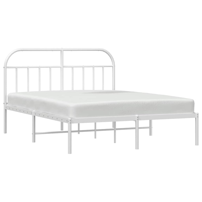 Metal Bed Frame without Mattress with Headboard White 150x200 cm