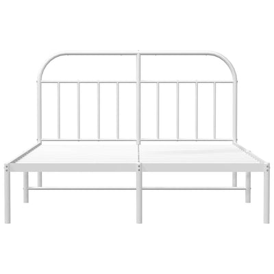 Metal Bed Frame without Mattress with Headboard White 150x200 cm