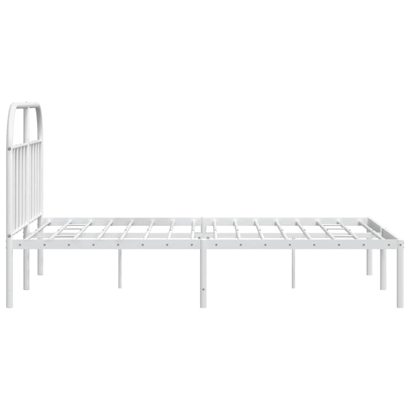 Metal Bed Frame without Mattress with Headboard White 150x200 cm