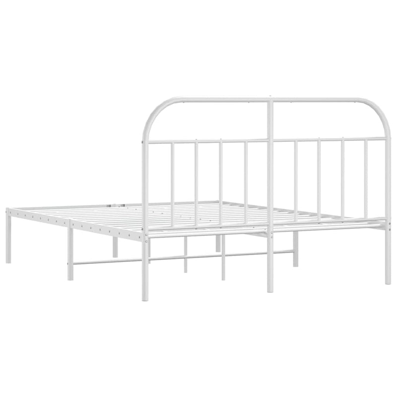 Metal Bed Frame without Mattress with Headboard White 150x200 cm