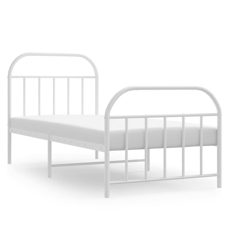 Metal Bed Frame without Mattress with Footboard White 90x190 cm